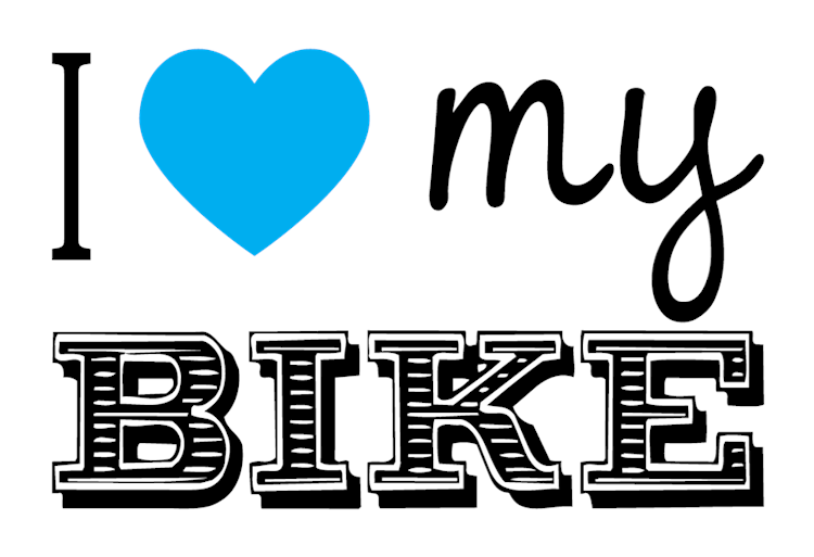I Love My Bike Blue Heart