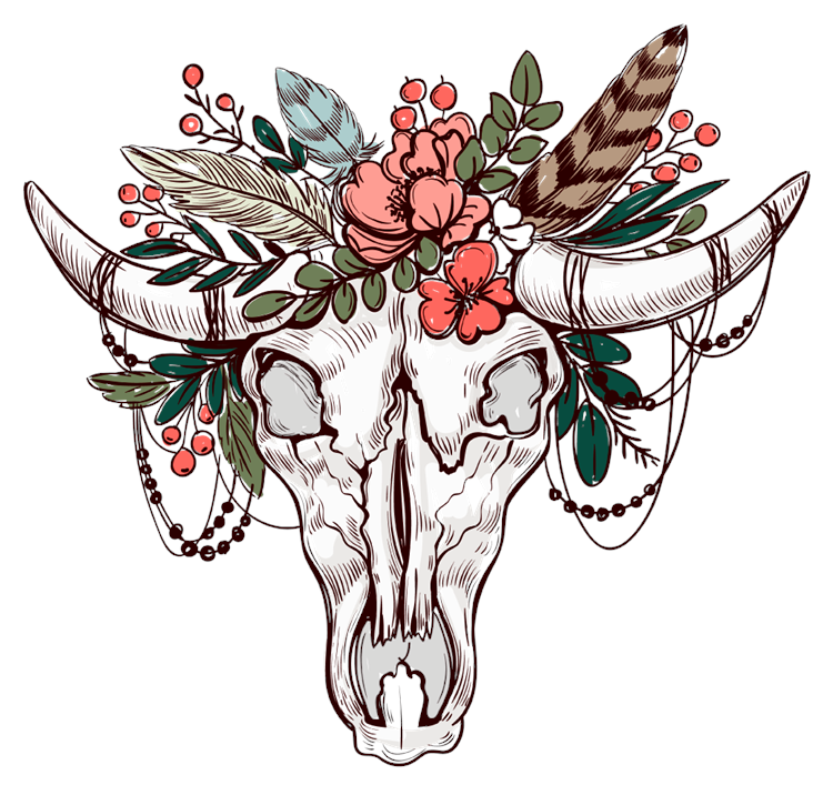 Floral Bovine Skull