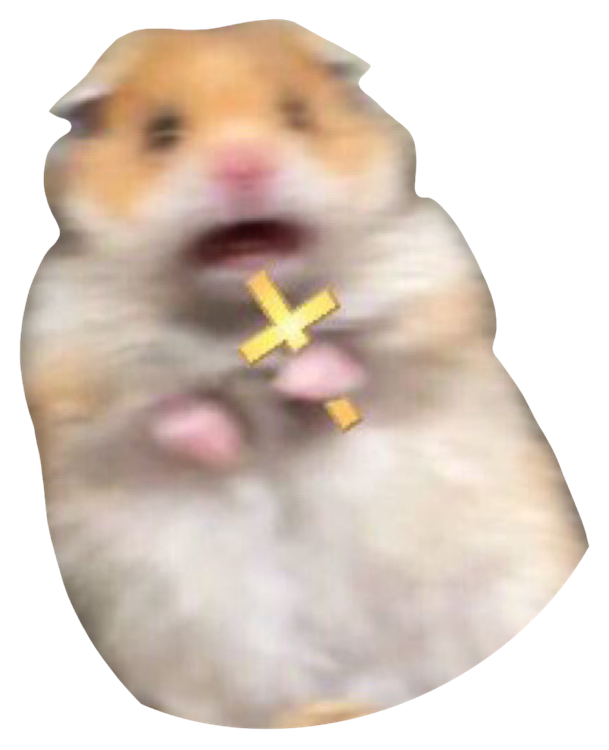 Scared Hamster Meme with Cross
