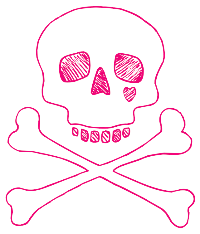 Pink Love Skull and Crossbones