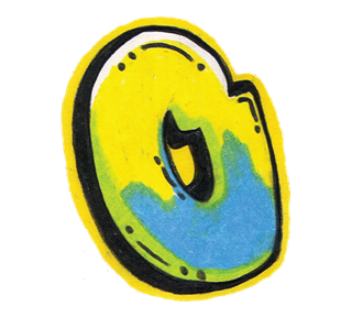 Graffiti Letter O Number 0 Sticker