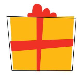 Yellow and Red Christmas Present Sticker