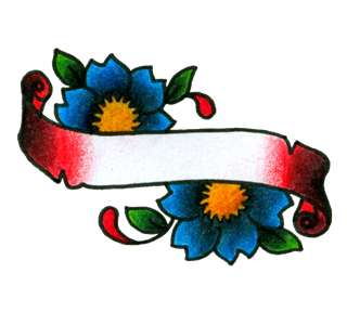 Tattoo Floral Banner Sticker