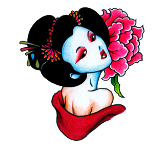 Tattoo Geisha Flower  Sticker