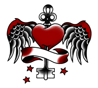 Angel Wing Heart Tattoo Sticker