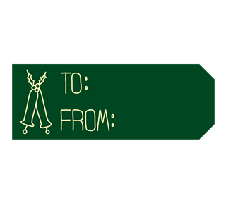 Christmas Line Drawings Bells Gift Tag Sticker