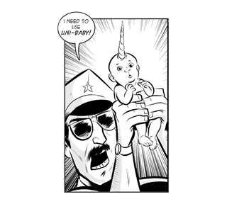 Axe Cop and Uni-baby Sticker