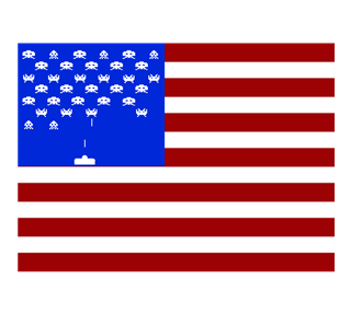 Space Invaders USA Flag Sticker