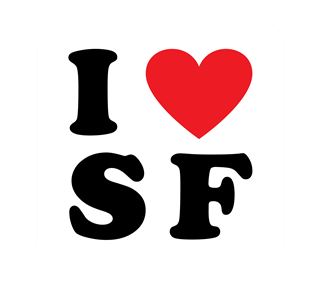 I Love S F Heart Sticker