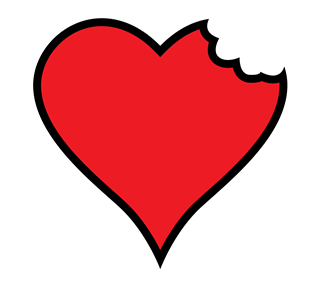 Red Bitten Love Heart Sticker