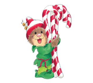 Ollie Elf with Christmas Candy canes Sticker