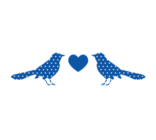 Blue Love Birds Heart Sticker