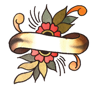 Antique Flower Banner Sticker