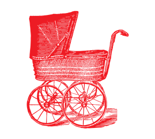 Red Vintage Pram Sticker