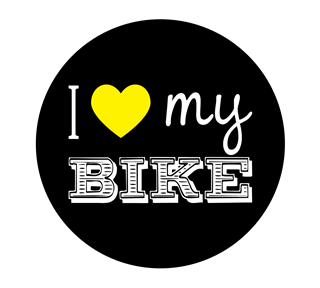 I Love My Bike Yellow Heart Sticker