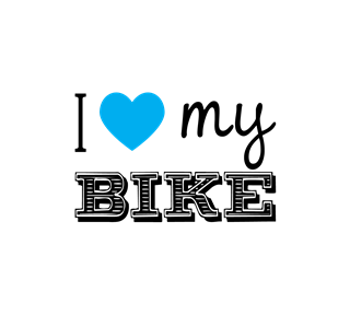 I Love My Bike Blue Heart Sticker