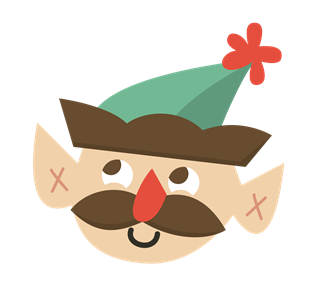 Mustache Christmas Elf Head Sticker