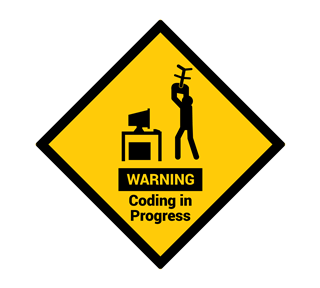 Warning Coding in Progress Sticker