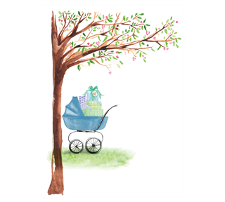 Baby Carriage Boy Sticker