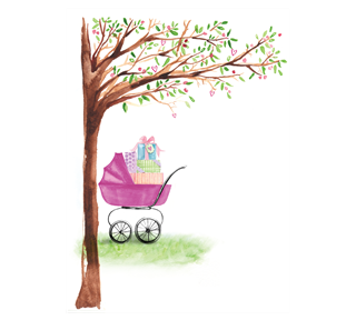 Baby Carriage Girl Sticker
