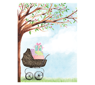 Baby Carriage Leopard Sticker