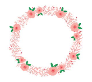 Pink Floral Wreath Sticker