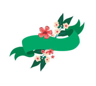 Green Floral Banner Sticker