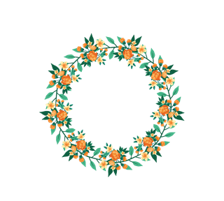 Orange Floral Border Sticker