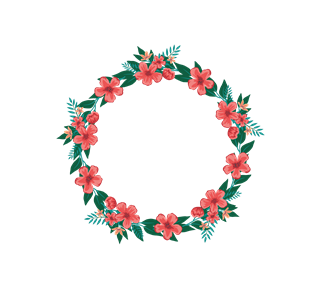 Pink Leafy Floral Wreath Sticker