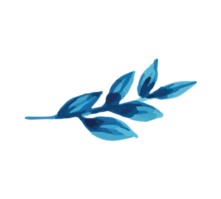 Blue Watercolour Leaf Sticker