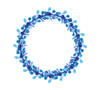 Blue Floral Wreath Sticker