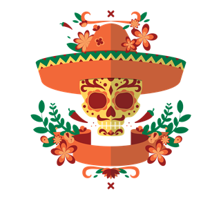 Day of the Dead Sugar Skull Banner Sticker