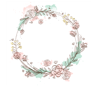 Sketched Floral Wreath Sticker