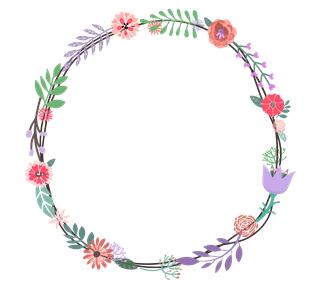 Violet Floral Frame Sticker
