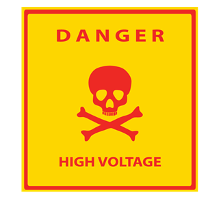 Danger High Voltage Skull and Crossbones Sticker