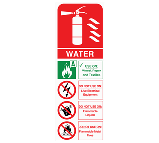 Fire Extinguisher Water Sign Sticker