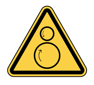 Warning Counter Rotating Rolls Sticker