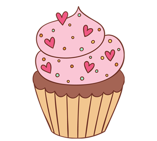 Heart Sprinkles Cupcake Sticker