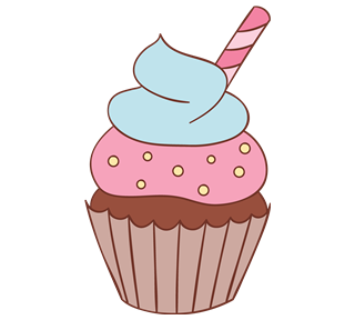 Blue and Pink Chocolate Cupcake Sticker