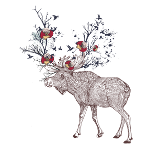 Decorative Moose Antlers Sticker