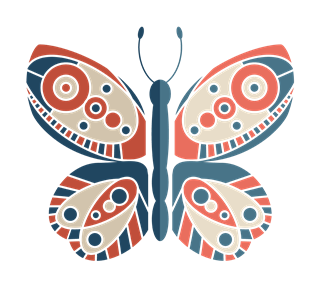 Blue and Red Butterfly Sticker