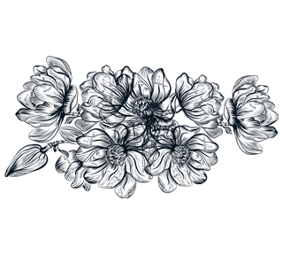 Ink Line Flower Group Sticker
