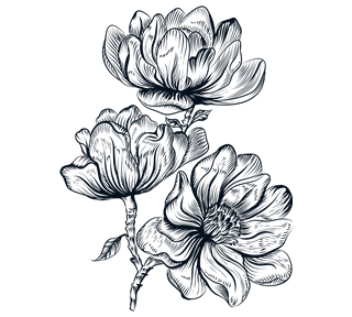Ink Line Flower Triplets  Sticker