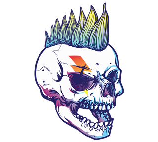 Mohawk Hair Skull Sticker