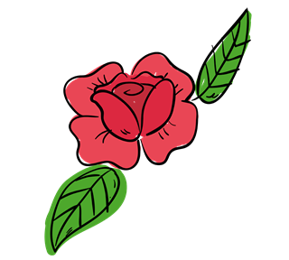 Line Drawn Rose Flower Sticker