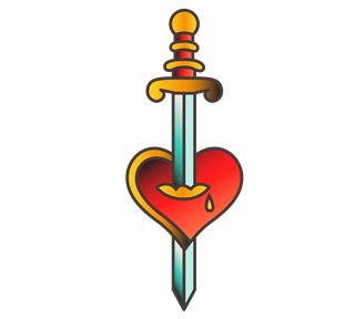 Stabbed Heart Tattoo Sticker