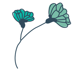 Double Turquoise Drop Flower Sticker