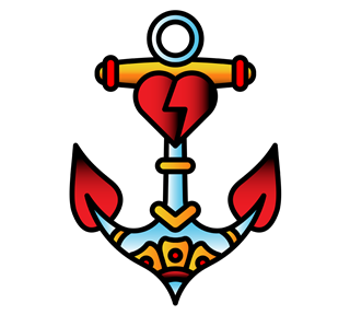 Anchor Heart Tattoo Sticker