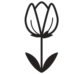 Black and White Tulip Flower Sticker