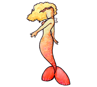 Orange Watercolor Mermaid Sticker
